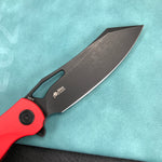 KUBEY  KU239H Drake Liner Lock Folding Knife Red  G10 Handle 3.74'' Dark Stonewashed  AUS-10