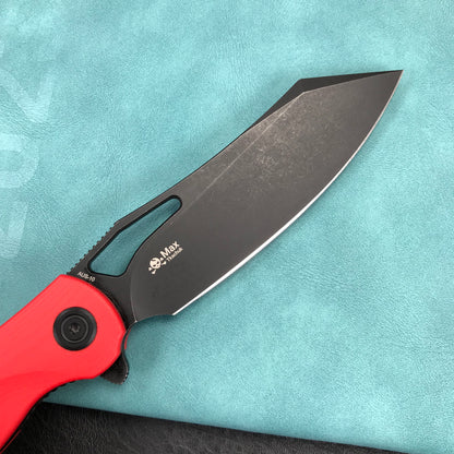 KUBEY  KU239H Drake Liner Lock Folding Knife Red  G10 Handle 3.74'' Dark Stonewashed  AUS-10