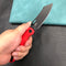 KUBEY  KU239H Drake Liner Lock Folding Knife Red  G10 Handle 3.74'' Dark Stonewashed  AUS-10