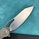 KUBEY KU239J Drake Liner Lock Folding Knife Tan G10 Handle 3.74'' Beadblasted AUS-10