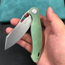KUBEY  KU239I Drake Liner Lock Folding Knife Jade G10 Handle 3.74'' Beadblasted AUS-10