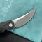 KUBEY  KU173E Scimitar Liner Lock Folding Knife Black G10 Handle 3.46" Bead Blast AUS-10