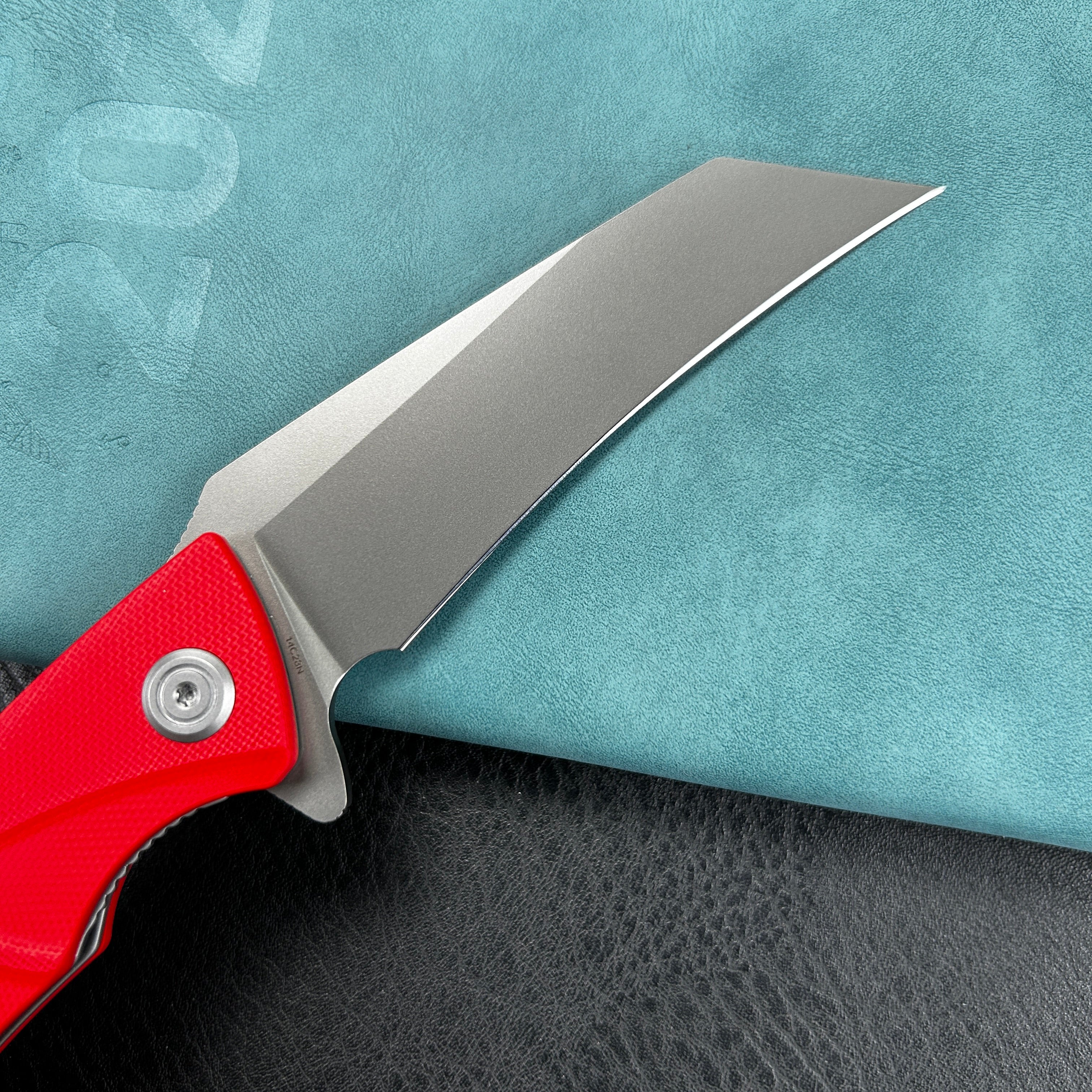 KUBEY KU212H Anteater Liner Lock Folding Knife Red G10 Handle 3.5" Sandblast 14C28N