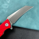 KUBEY KU212H Anteater Liner Lock Folding Knife Red G10 Handle 3.5" Sandblast 14C28N