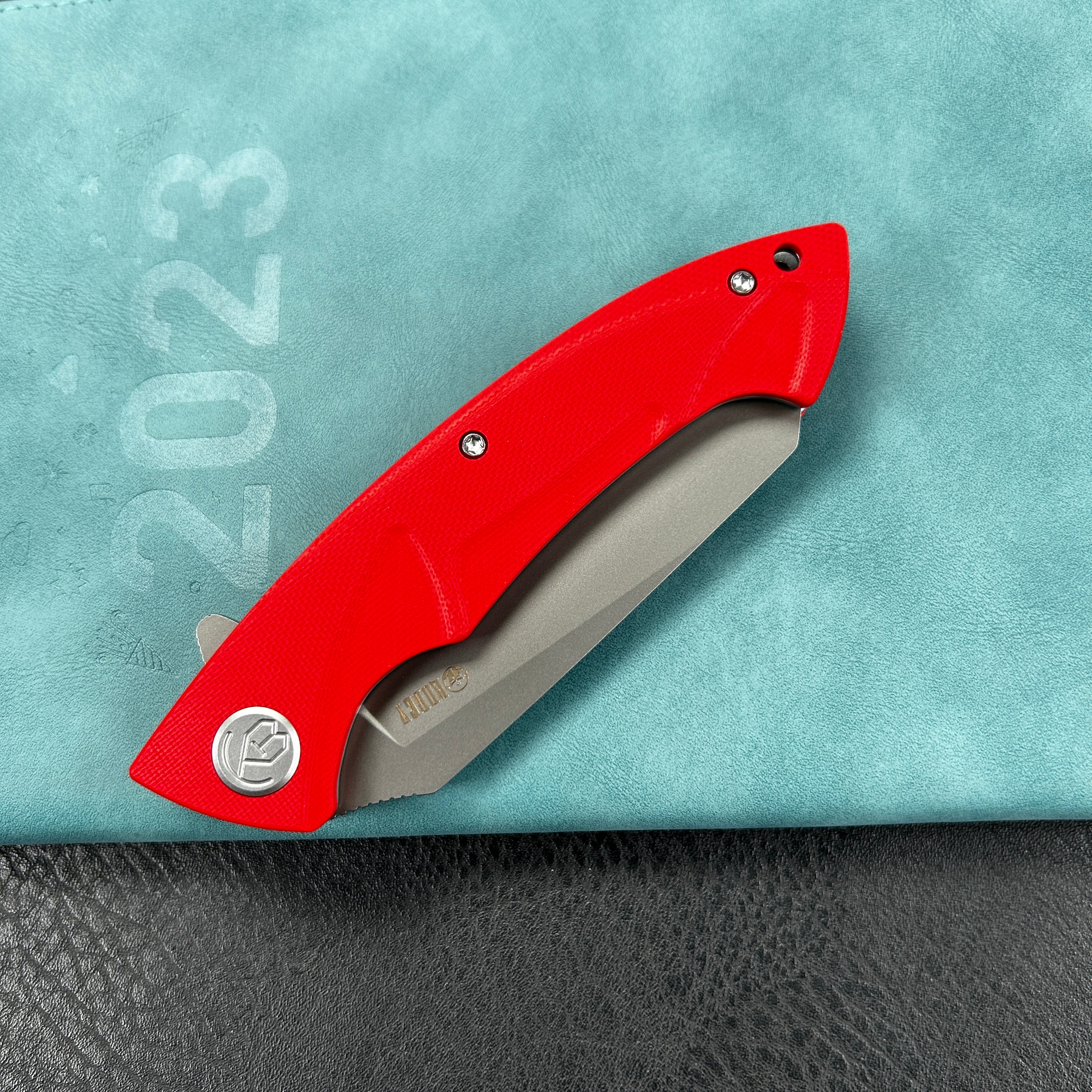 KUBEY KU212H Anteater Liner Lock Folding Knife Red G10 Handle 3.5" Sandblast 14C28N