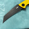 KUBEY KU212E  Anteater Liner Lock Folding Knife Yellow G10 Handle 3.5" Blackwash 14C28N