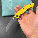 KUBEY KU212E  Anteater Liner Lock Folding Knife Yellow G10 Handle 3.5" Blackwash 14C28N
