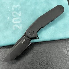 KUBEY KB237  Carve Liner Lock Tactical Folding Knife Translucent Black G10 Handle 3.27'' AUS-10