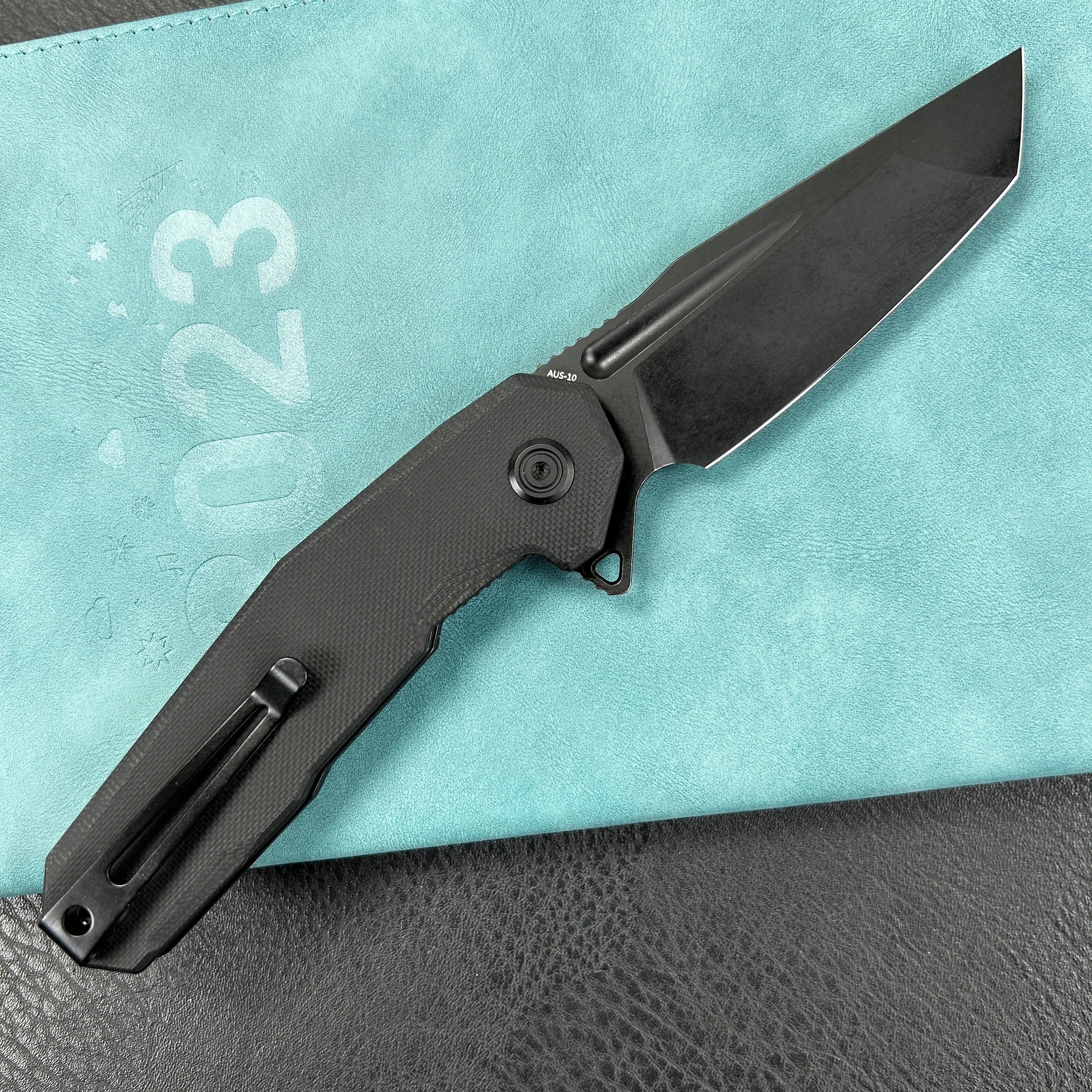 KUBEY KB237  Carve Liner Lock Tactical Folding Knife Translucent Black G10 Handle 3.27'' AUS-10