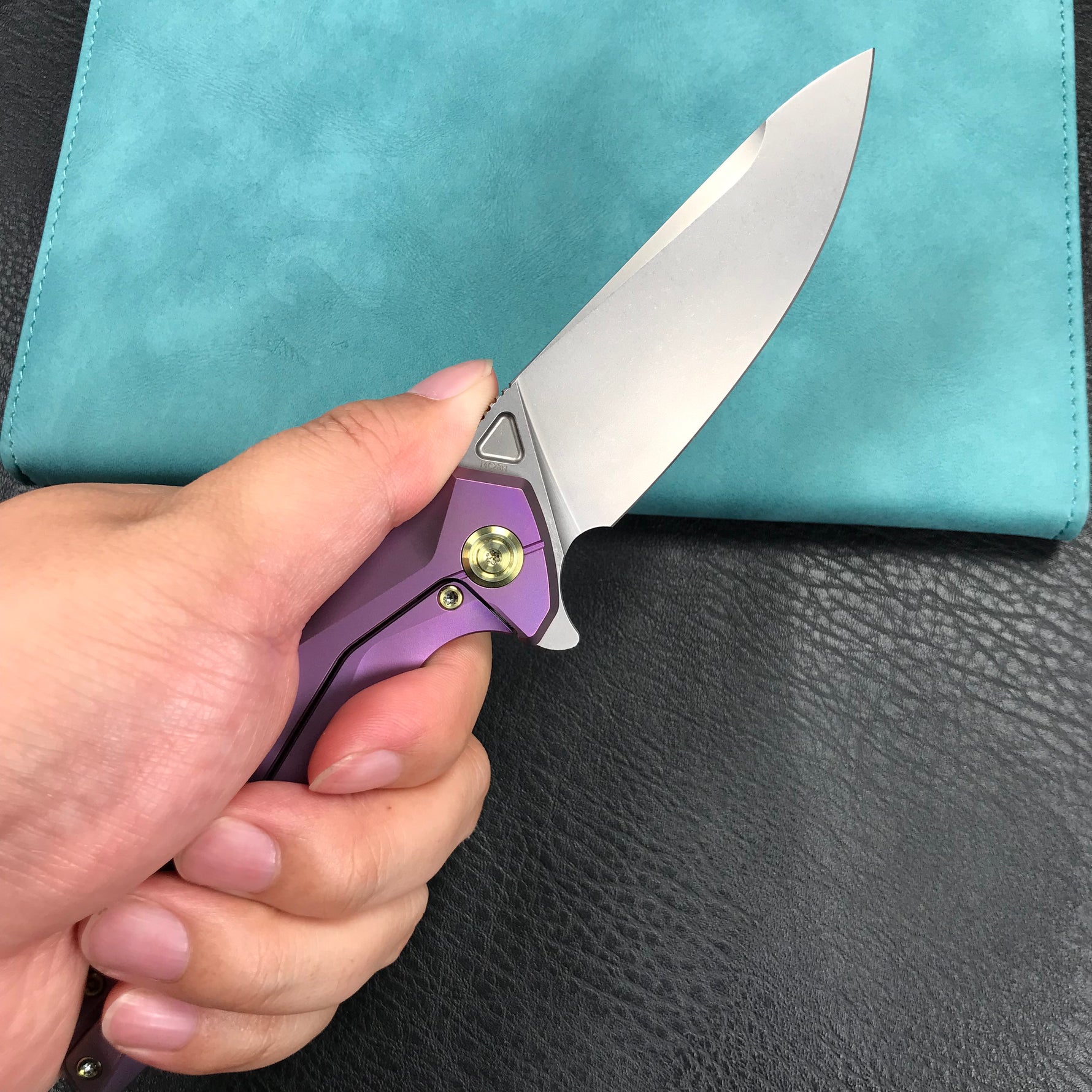 KB KNIVES KB235D Nova Frame Lock Flipper Folding Knife 6AL4V Titanium Handle 3.66" Bead Blasted 14C28N
