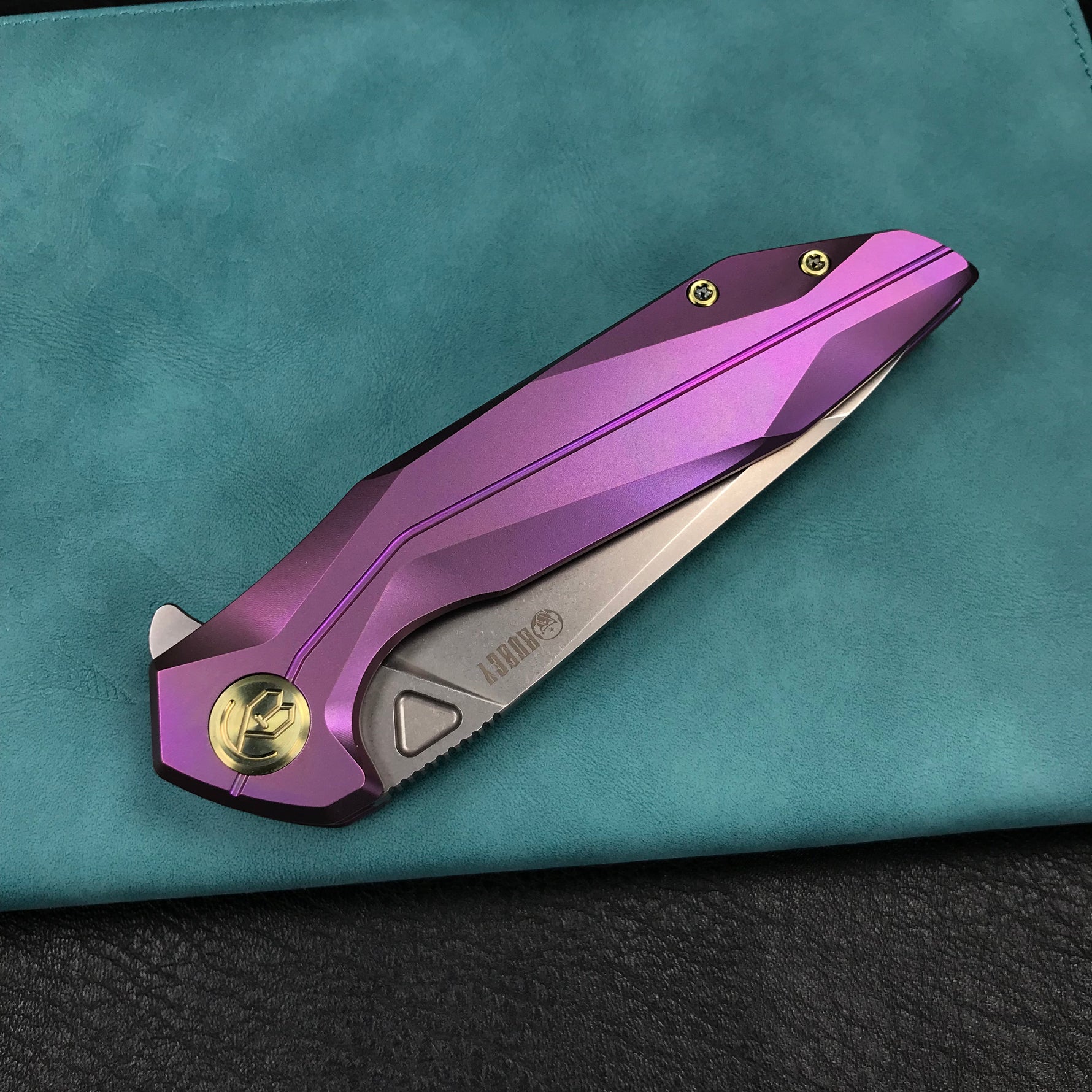 KB KNIVES KB235D Nova Frame Lock Flipper Folding Knife 6AL4V Titanium Handle 3.66" Bead Blasted 14C28N