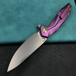 KB KNIVES KB235D Nova Frame Lock Flipper Folding Knife 6AL4V Titanium Handle 3.66" Bead Blasted 14C28N