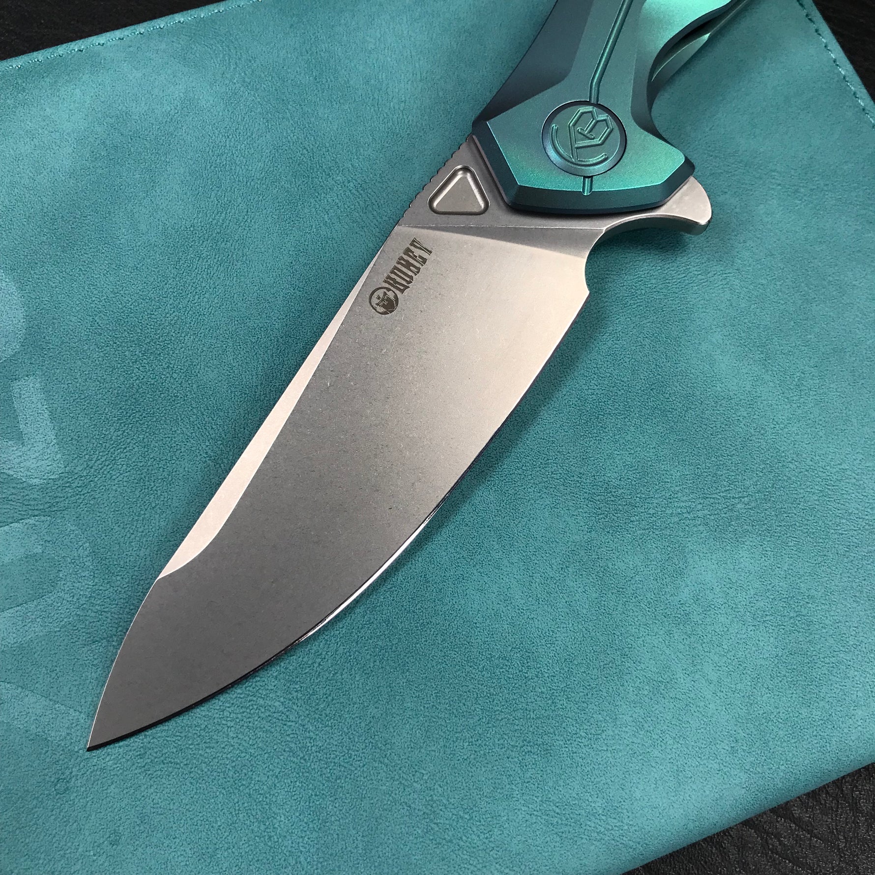 KUBEY KB235H  Nova Frame Lock Flipper Folding Knife 6AL4V Titanium Handle 3.66" Bead Blasted 14C28N