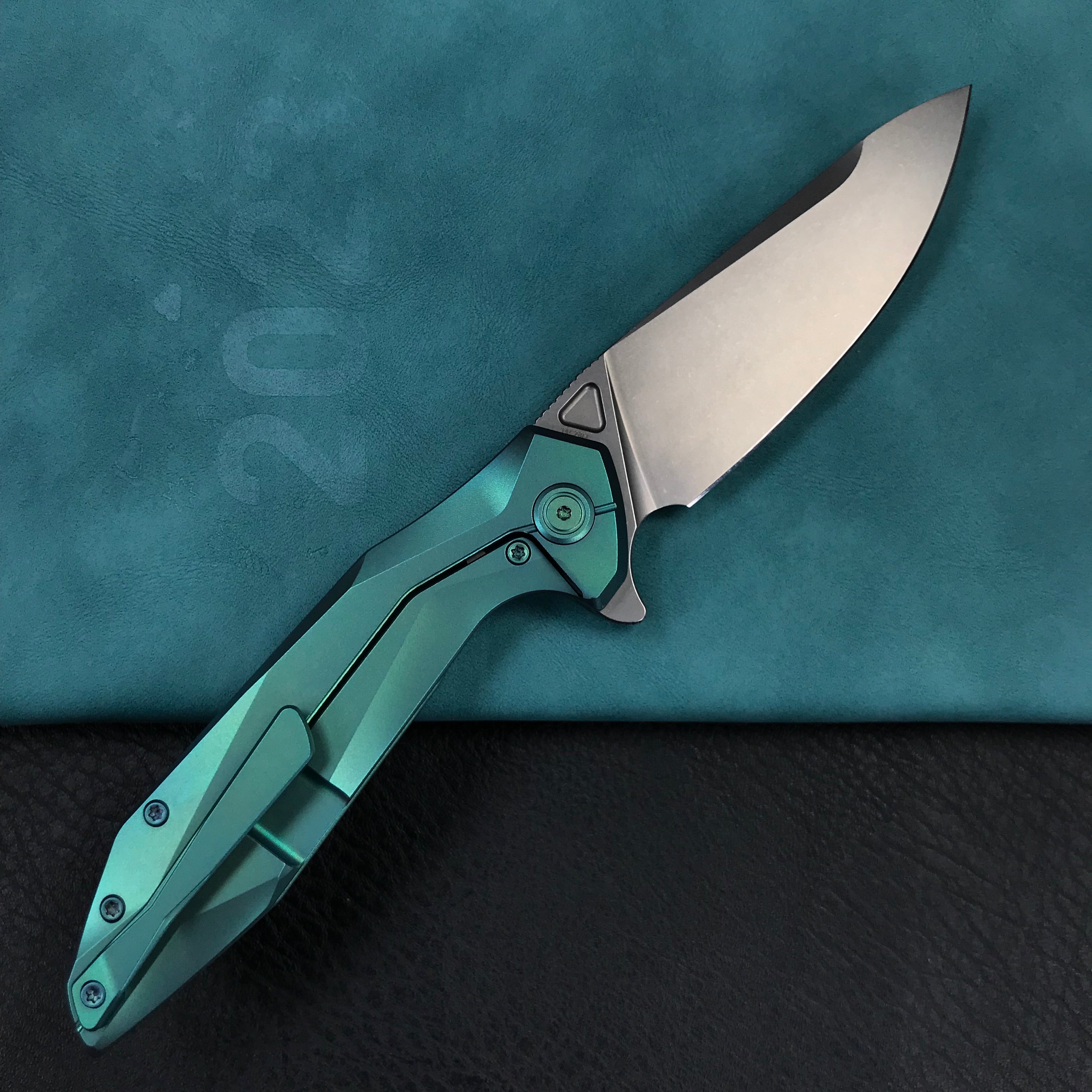 KUBEY KB235H  Nova Frame Lock Flipper Folding Knife 6AL4V Titanium Handle 3.66" Bead Blasted 14C28N