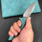 KUBEY KB235H  Nova Frame Lock Flipper Folding Knife 6AL4V Titanium Handle 3.66" Bead Blasted 14C28N