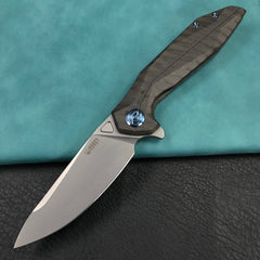 KUBEY KB235G Nova Frame Lock Flipper Folding Knife  6AL4V Titanium Handle 3.66" Bead Blasted 14C28N