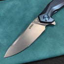 KUBEY KB235C Nova Frame Lock Flipper Folding Knife 6AL4V Titanium Handle 3.66" Bead Blasted 14C28N