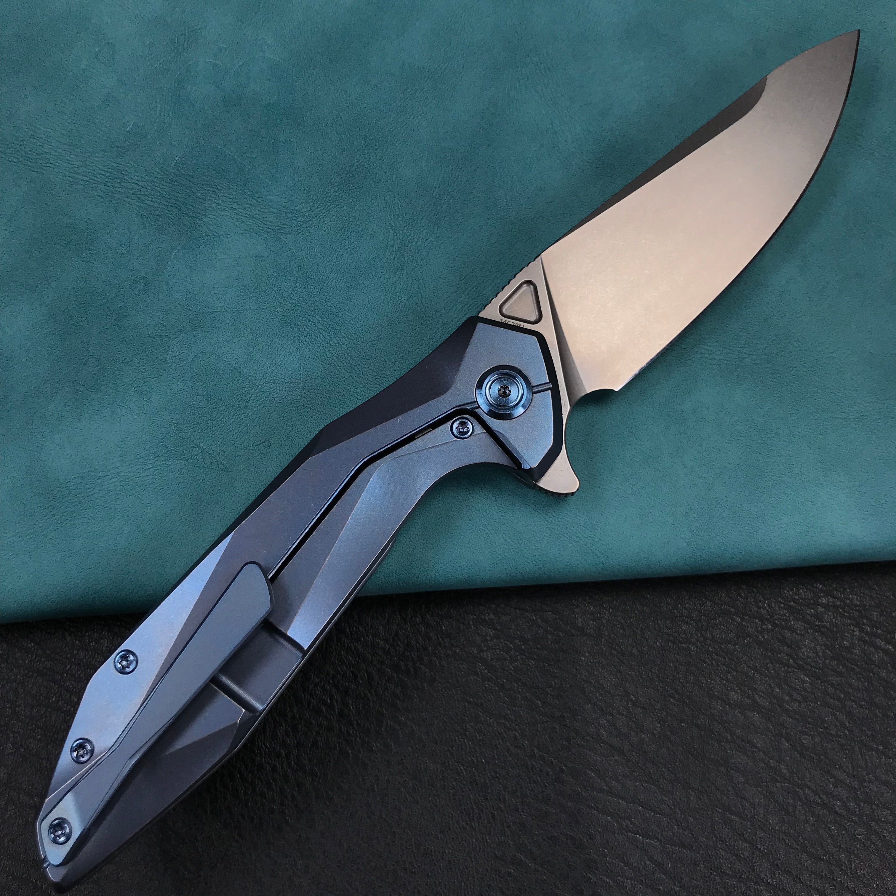 KUBEY KB235C Nova Frame Lock Flipper Folding Knife 6AL4V Titanium Handle 3.66" Bead Blasted 14C28N