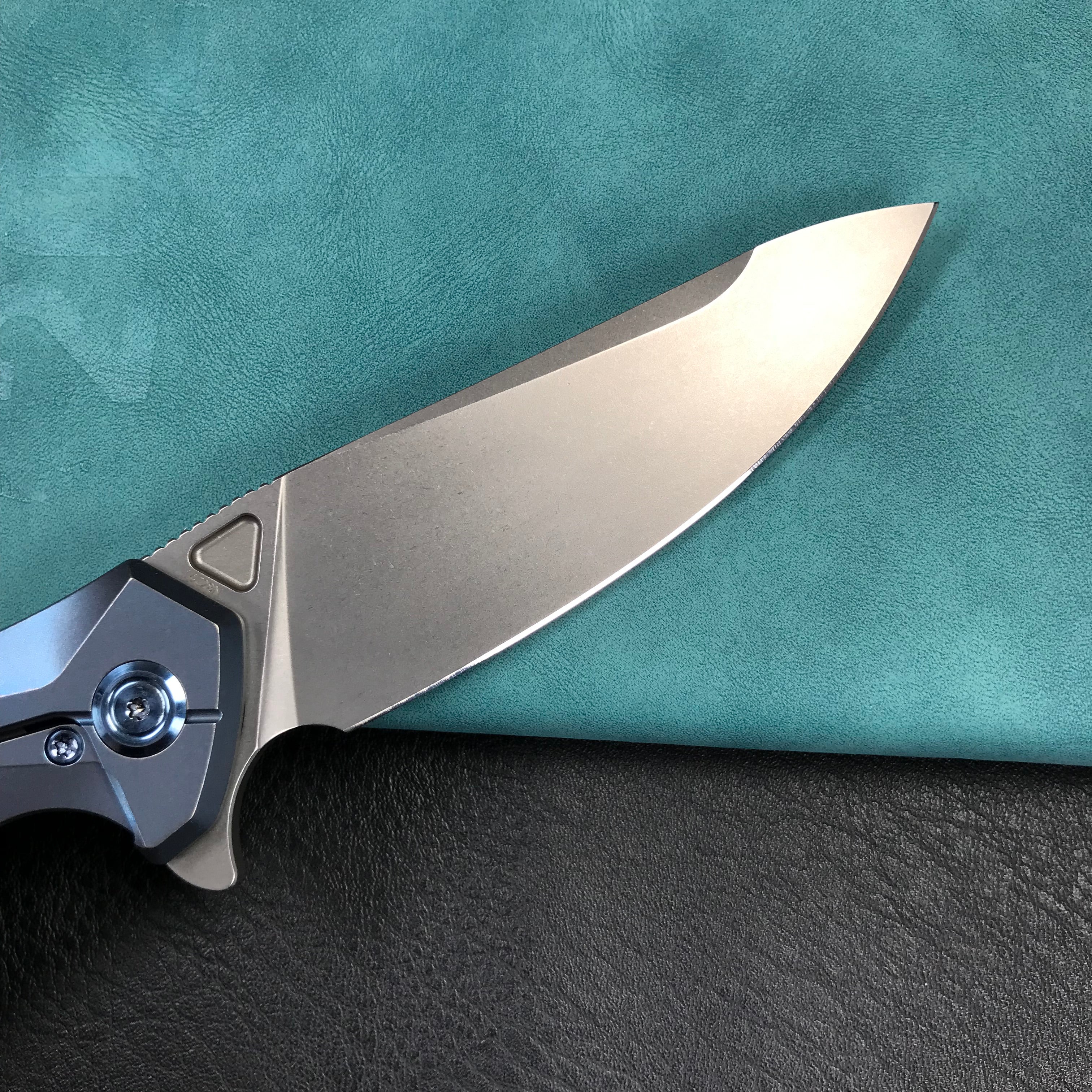 KUBEY KB235C Nova Frame Lock Flipper Folding Knife 6AL4V Titanium Handle 3.66" Bead Blasted 14C28N