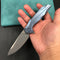 KUBEY KB235C Nova Frame Lock Flipper Folding Knife 6AL4V Titanium Handle 3.66" Bead Blasted 14C28N