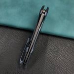 KUBEY KB235C Nova Frame Lock Flipper Folding Knife 6AL4V Titanium Handle 3.66" Bead Blasted 14C28N