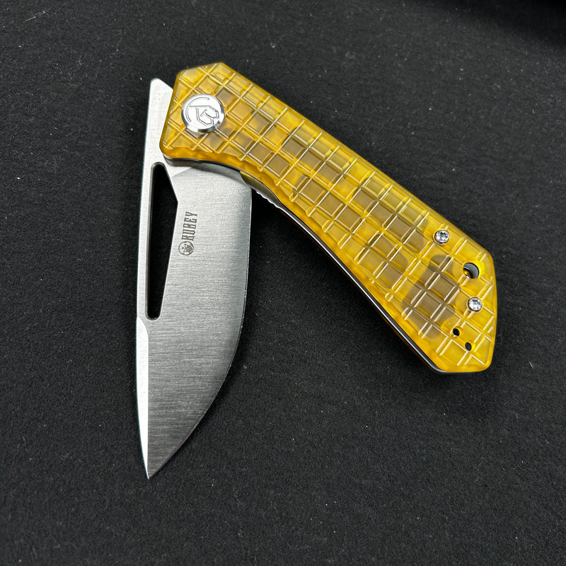 KUBEY KU331J Thalia Front Flipper EDC Pocket Folding Knife  Ultem  Handle 3.27" Satin D2