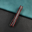 KUBEY KU371E NEO Outdoor Folding Pocket Knife Red black Damascus G10 Handle 3.43" Beadblast AUS-10