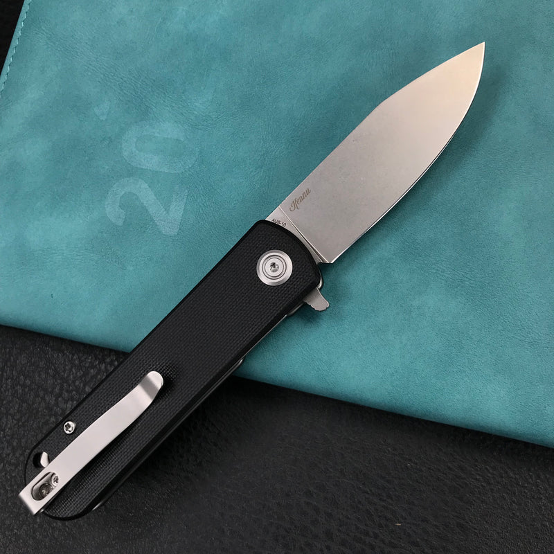 KUBEY KU371A NEO Outdoor Folding Pocket Knife Black G10 Handle 3.43" Beadblast AUS-10