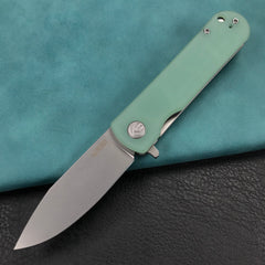 KUBEY KU371C NEO Outdoor Folding Pocket Knife Jade G10 Handle 3.43" Beadblast AUS-10