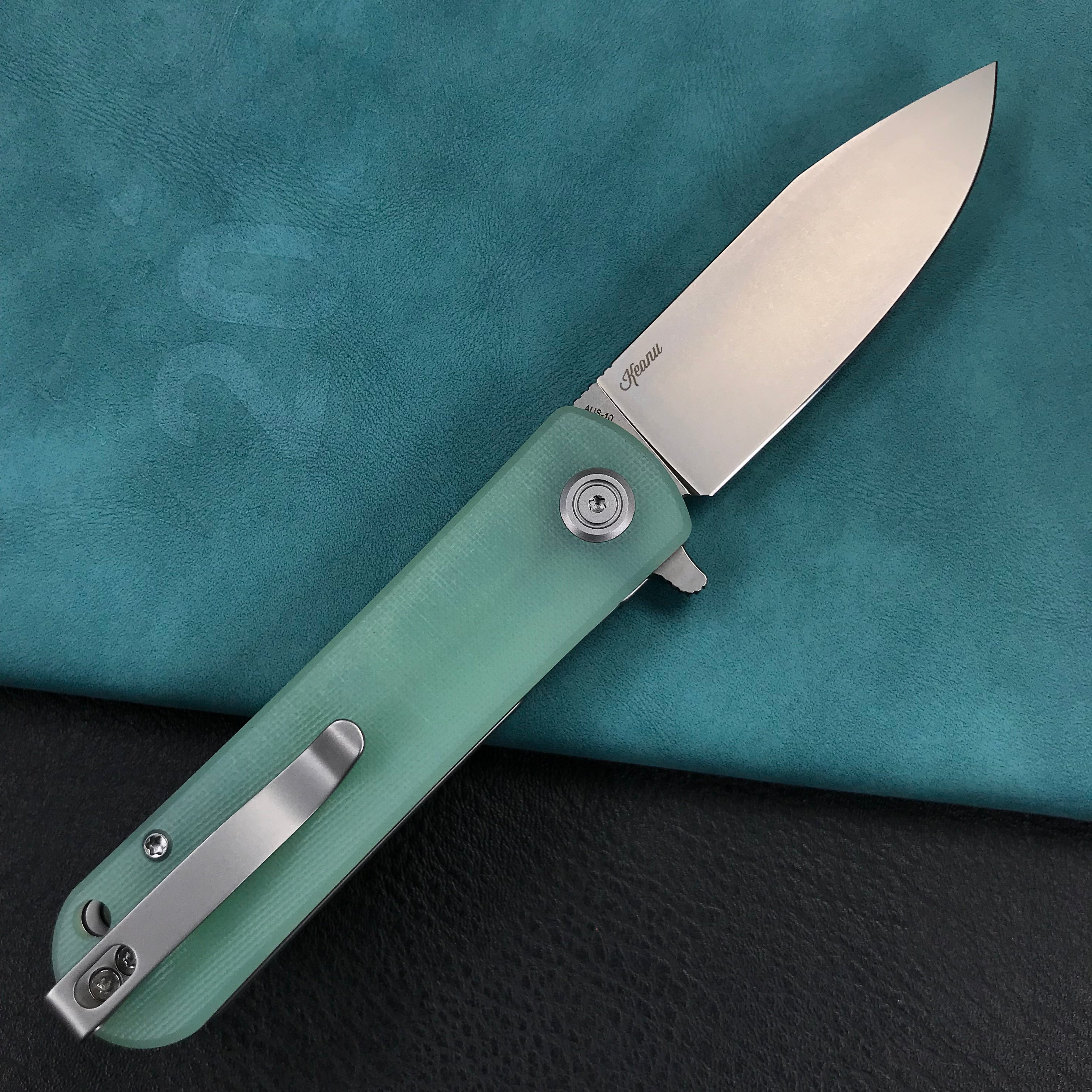 KUBEY KU371C NEO Outdoor Folding Pocket Knife Jade G10 Handle 3.43" Beadblast AUS-10