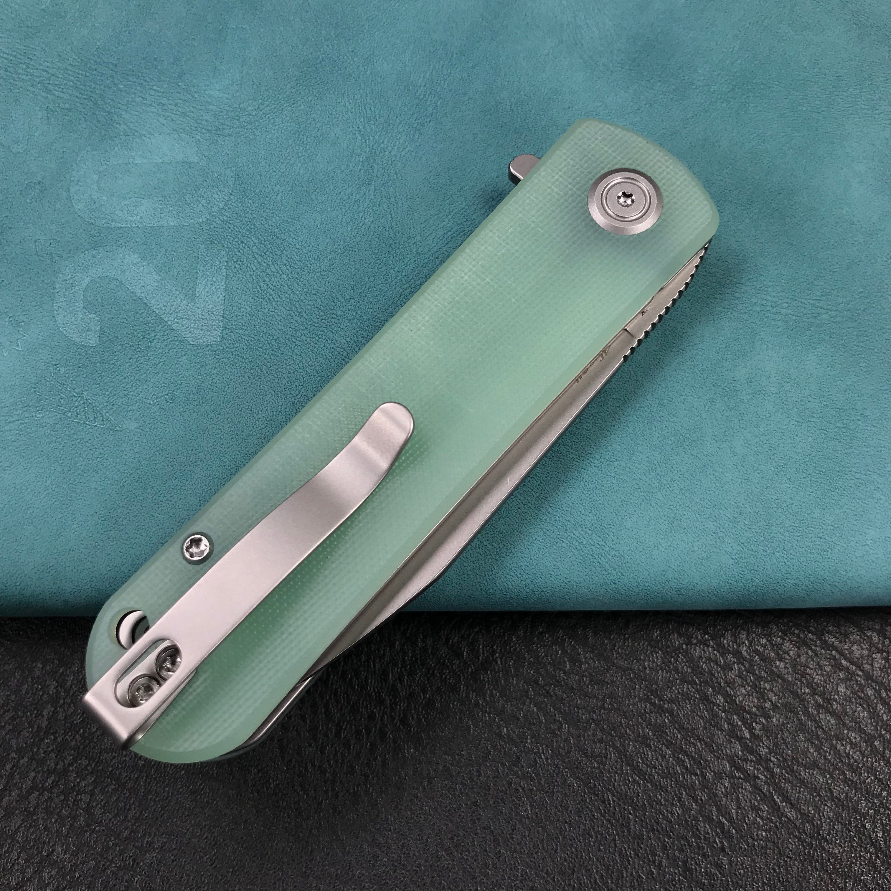 KUBEY KU371C NEO Outdoor Folding Pocket Knife Jade G10 Handle 3.43" Beadblast AUS-10