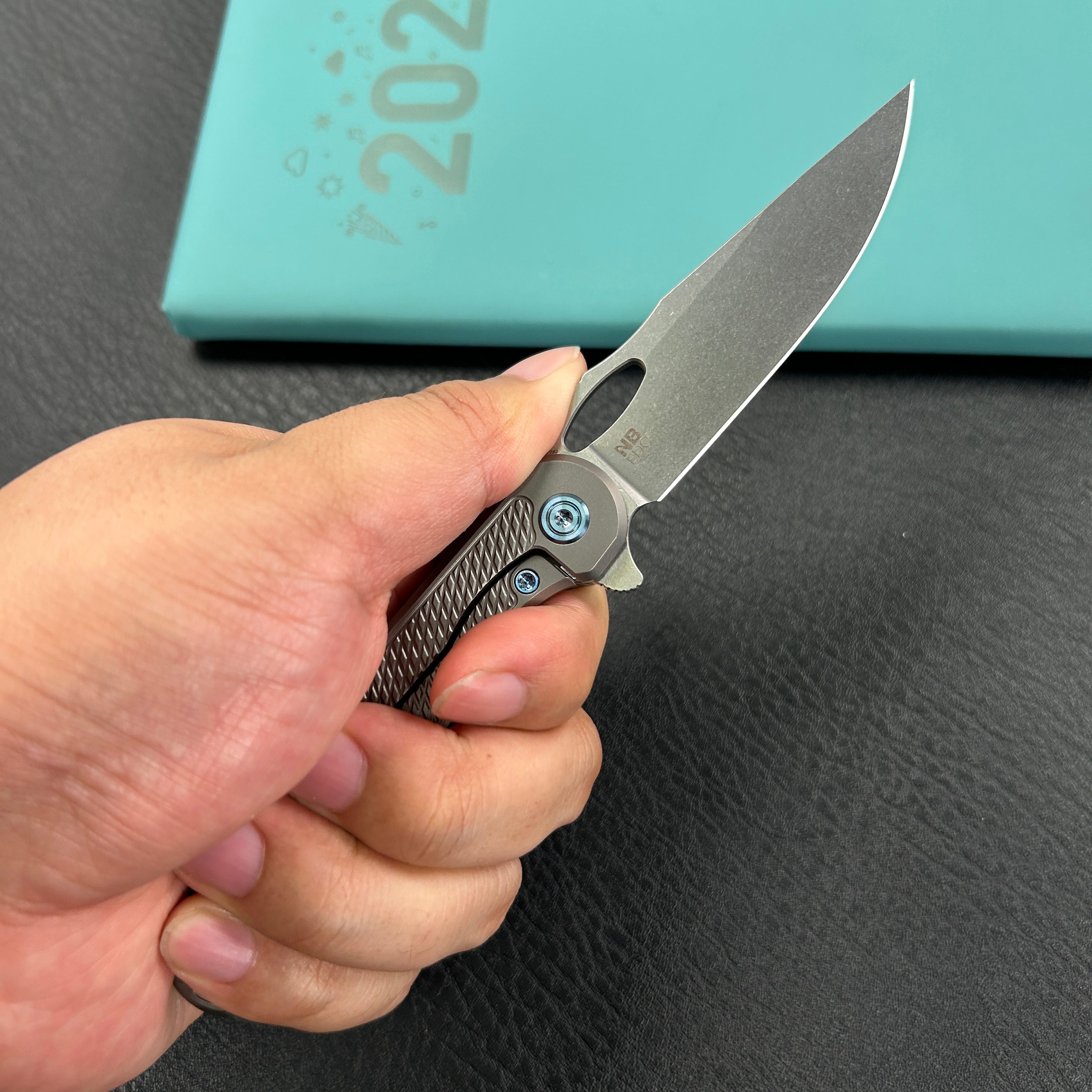 KB Knives KB323A Hydro Frame Lock Pocket Knife Grey Titanium 3.15" Stonewash M390