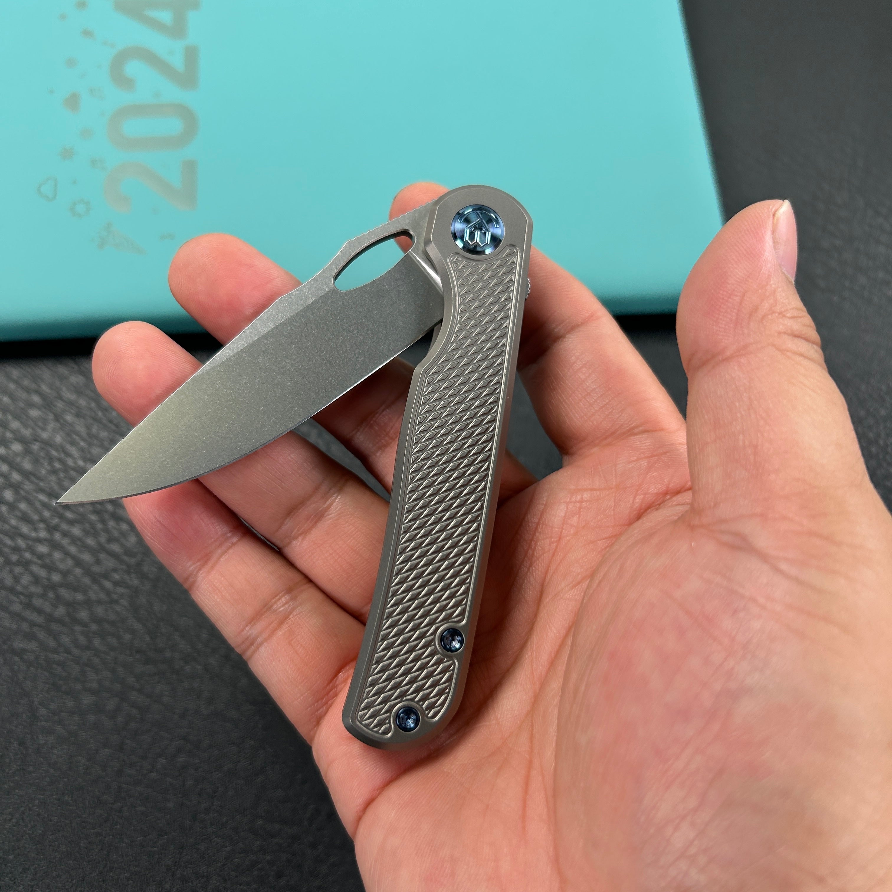 KB Knives KB323A Hydro Frame Lock Pocket Knife Grey Titanium 3.15" Stonewash M390