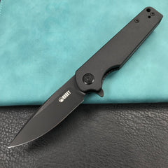 KUBEY KU233  Wolverine Liner Lock Folding Knife Black G10  Handle 2.91" Dark Stonewashed D2