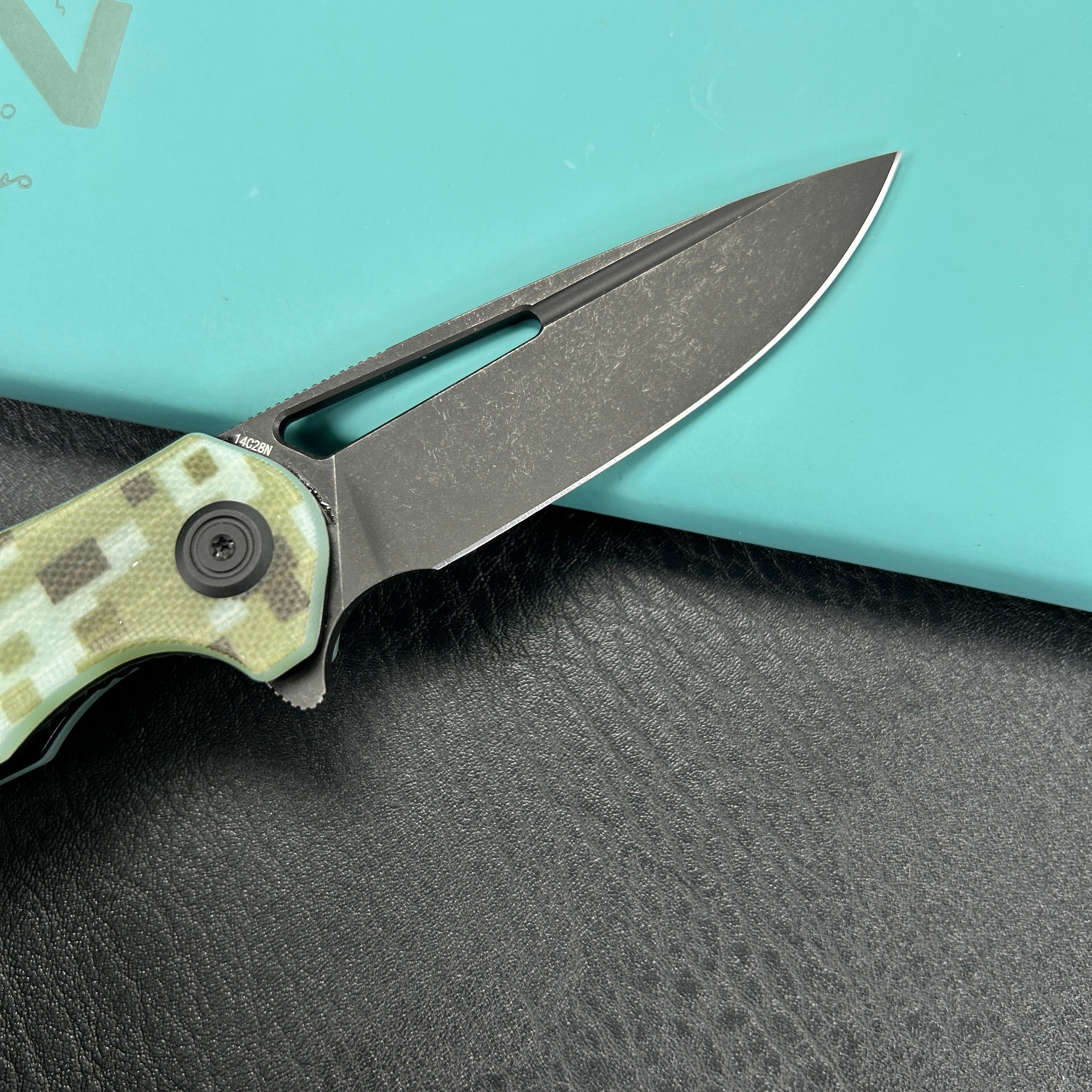 KUBEY KU210L Dugu Liner Lock Folding Knife Camo G10 Handle 2.91'' Blackwash 14C28N Blade