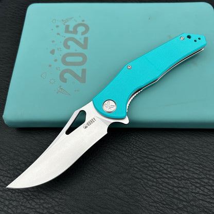 Kubey KU149I Phemius Liner Lock Folding Pocket Knife Tiffany Blue G10 Handle 3.66" Bead Blasted  14C28N