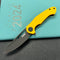 KUBEY  KU210J Dugu Liner Lock Folding Knife Yellow G10 Handle 2.91'' Blackwash 14C28N Blade