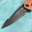 KUBEY  KU345E  Merced Folding Knife 3.46" Blackwash AUS-10 Blade With Durable Tan Micarta Handle Reliable Tactical Pocket Knife
