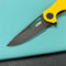 KUBEY  KU210J Dugu Liner Lock Folding Knife Yellow G10 Handle 2.91'' Blackwash 14C28N Blade