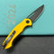 KUBEY  KU210J Dugu Liner Lock Folding Knife Yellow G10 Handle 2.91'' Blackwash 14C28N Blade