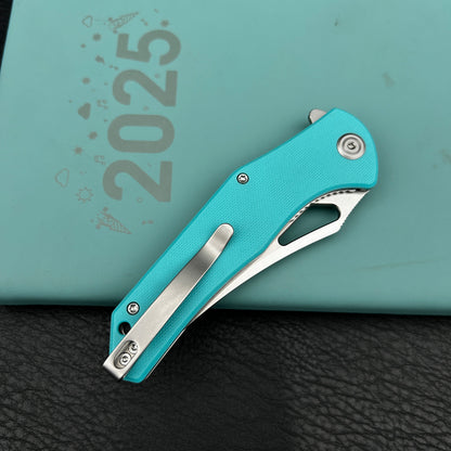 Kubey KU149I Phemius Liner Lock Folding Pocket Knife Tiffany Blue G10 Handle 3.66" Bead Blasted  14C28N