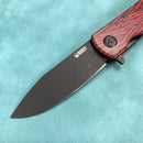 KUBEY KU371F  NEO Outdoor Folding Pocket Knife Red black Damascus G10 Handle 3.43" Blackwash AUS-10