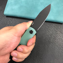 KUBEY KU371D  NEO Outdoor Folding Pocket Knife Jade G10 Handle 3.43" Blackwash AUS-10