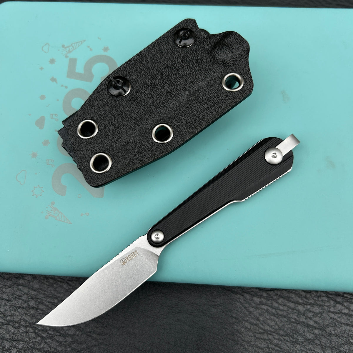 Kubey KNIVES KU451A YAG Fixed Blade Knife Black G10 Handle 2.3" Beadblast 14C28N Fixed  Knife