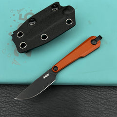 Kubey KNIVES KU451C YAG Fixed Blade Knife Brown Micarta Handle 2.3" Blackwash 14C28N Fixed  Knife