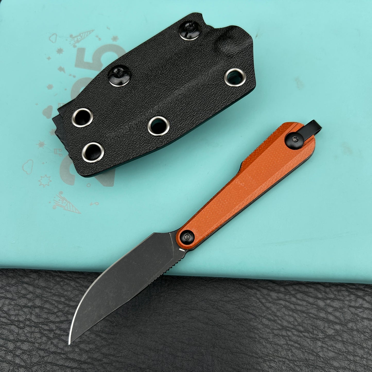 KUBEY KU451C YAG Fixed Blade Knife Brown Micarta Handle 2.3" Blackwash 14C28N Fixed  Knife