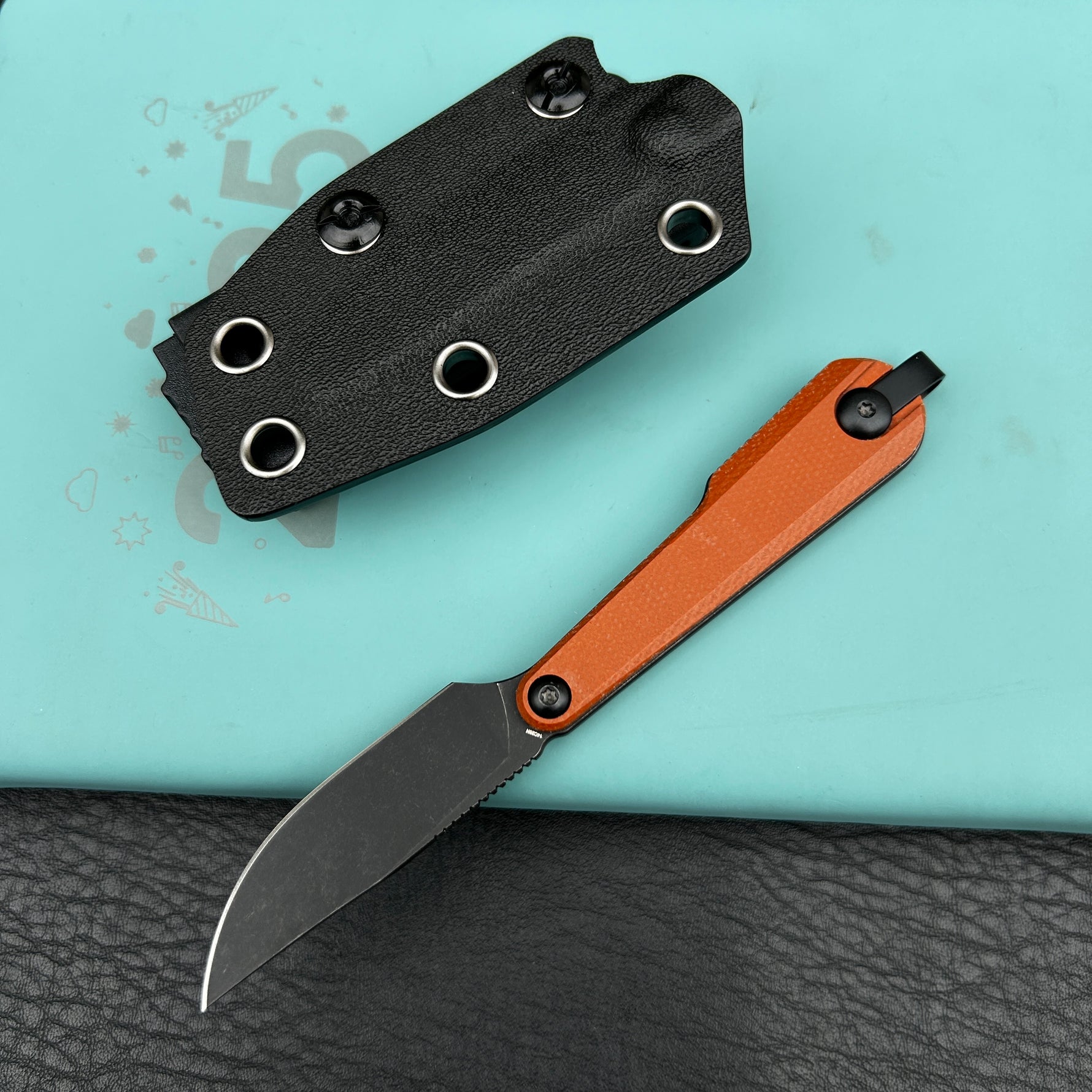 KUBEY knife KU451C YAG Fixed Blade Knife Brown Micarta Handle 2.3" Blackwash 14C28N Fixed  Knife