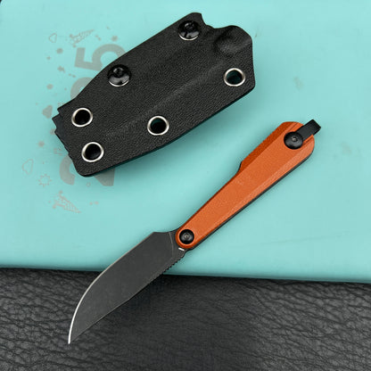 KUBEY KU451C YAG Fixed Blade Knife Brown Micarta Handle 2.3" Blackwash 14C28N Fixed  Knife