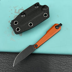 Kubey KNIVES KU451C YAG Fixed Blade Knife Brown Micarta Handle 2.3" Blackwash 14C28N Fixed  Knife