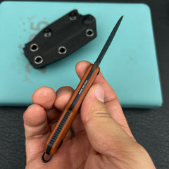 Kubey KNIVES KU451C YAG Fixed Blade Knife Brown Micarta Handle 2.3" Blackwash 14C28N Fixed  Knife